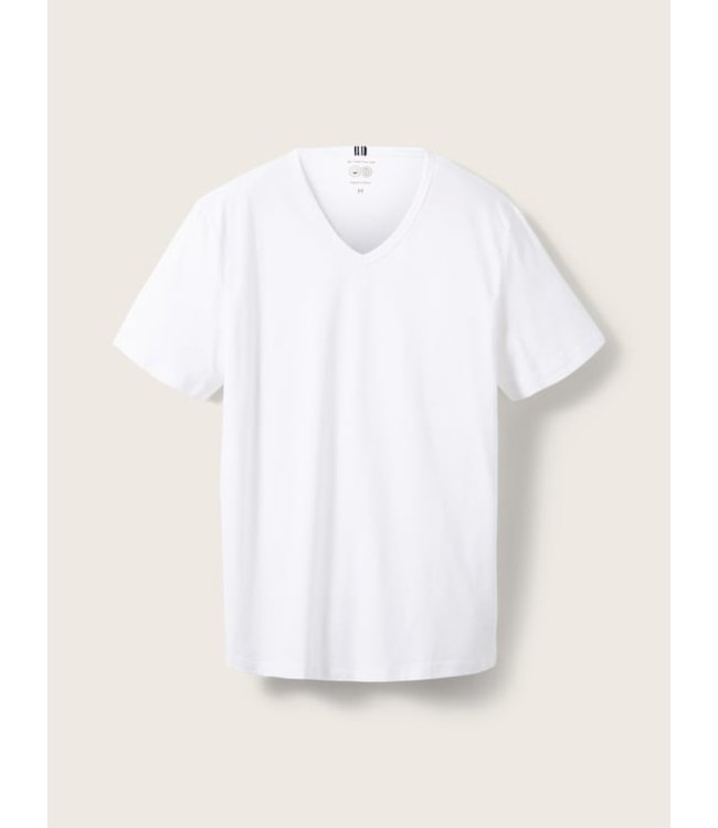 TOM TAILOR 100% Cotton Basic V Neck T-shirt White