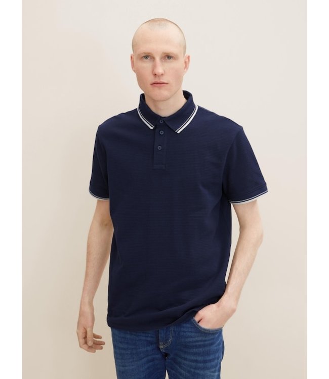 TOM TAILOR Basic striped polo with texture detail