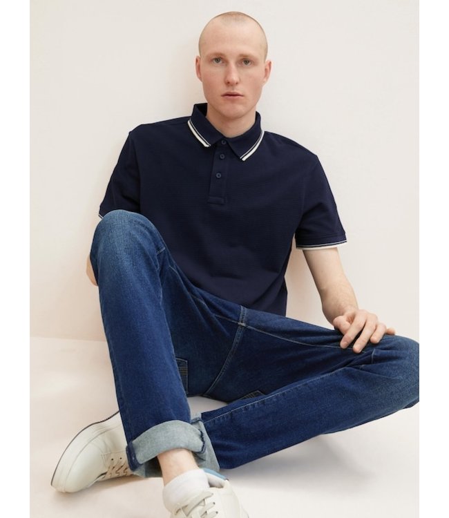 TOM TAILOR Basic striped polo with texture detail