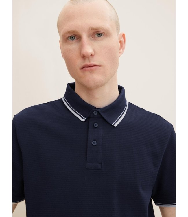 TOM TAILOR Basic striped polo with texture detail