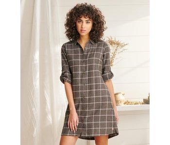Hatley Cara Shirt Dress - Charcoal Windowpane