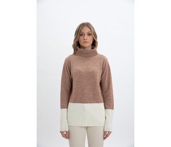 Point Zero Colour Block Sweater Cognac