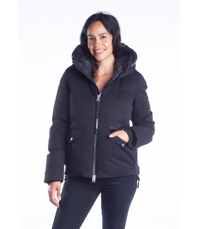 Hooded Bomber Jacket with side zipper details and 2 Way Front Zipper