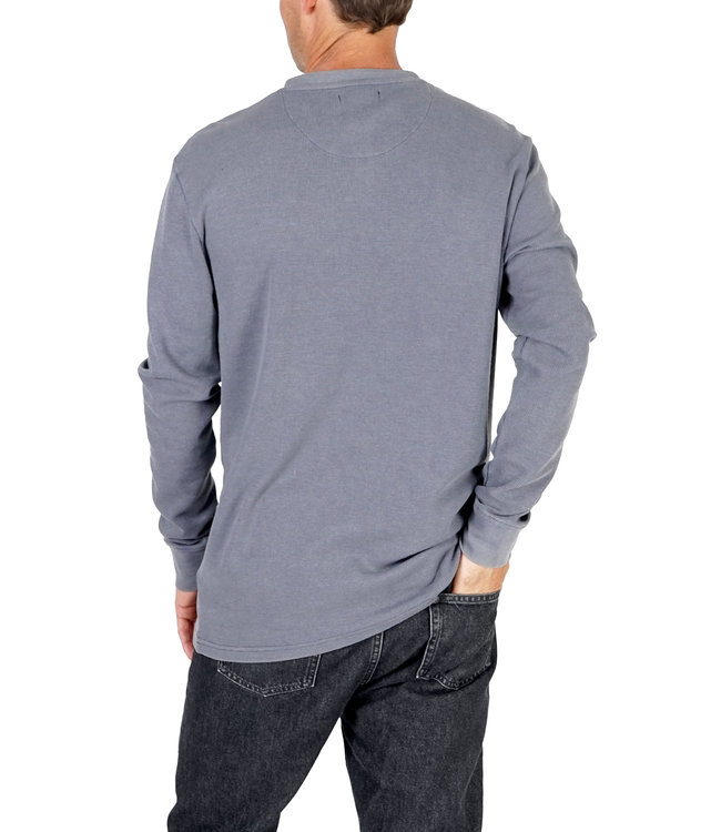 Silver Jeans Long Sleeve Acid Wash Henley Navy