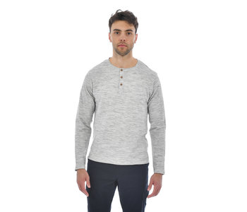 HEDGE Long Sleeve Textured Henley Grey