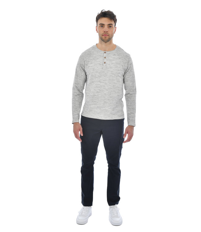 HEDGE Long Sleeve Textured Henley Grey