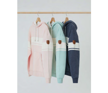 WANAKOME JIMENA POP OVER BLUE STRIPE HOODIE