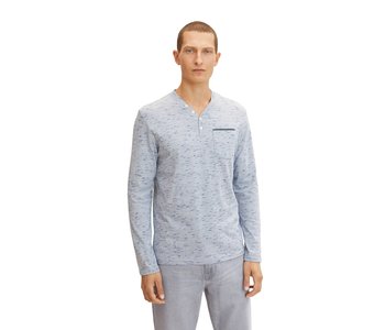 TOM TAILOR Button Down Henley Blue Melange