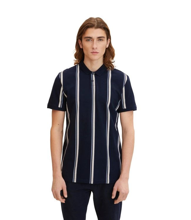 TOM TAILOR Short Sleeve Striped Polo Shirt