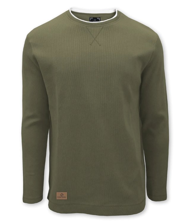 100% organic cotton Long Sleeve Crew Neck Rib T-Shirt Olive