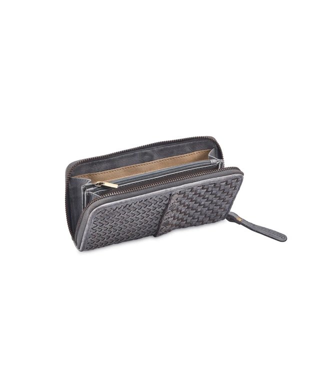 Bellissa Twin weaved cowhide wallet zipper closure