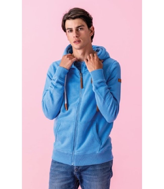 Men's Terry Front Zip Hoodie in Regatta Blue 