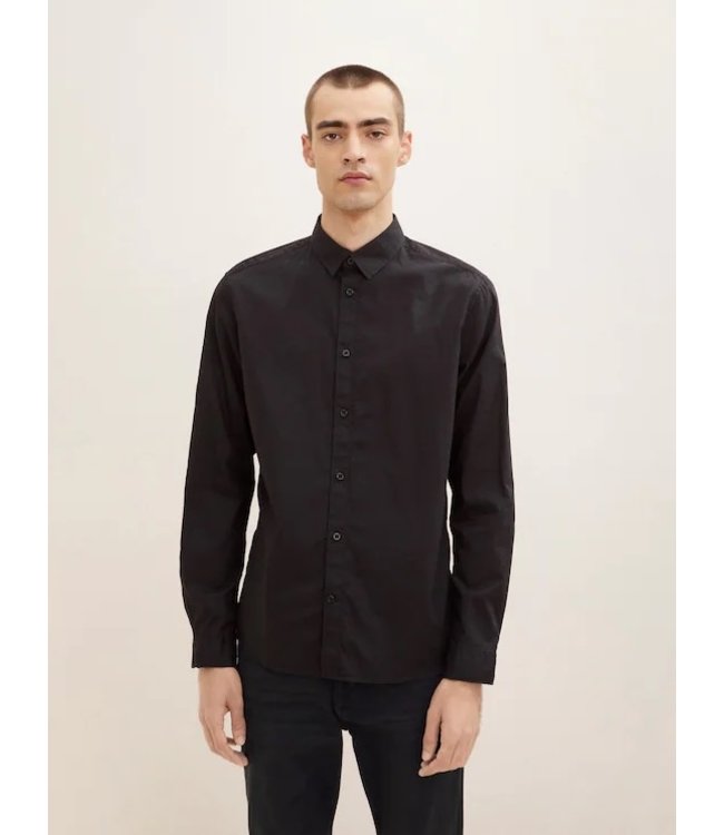 TOM TAILOR Long Sleeve Shirt with a Kent collar Black
