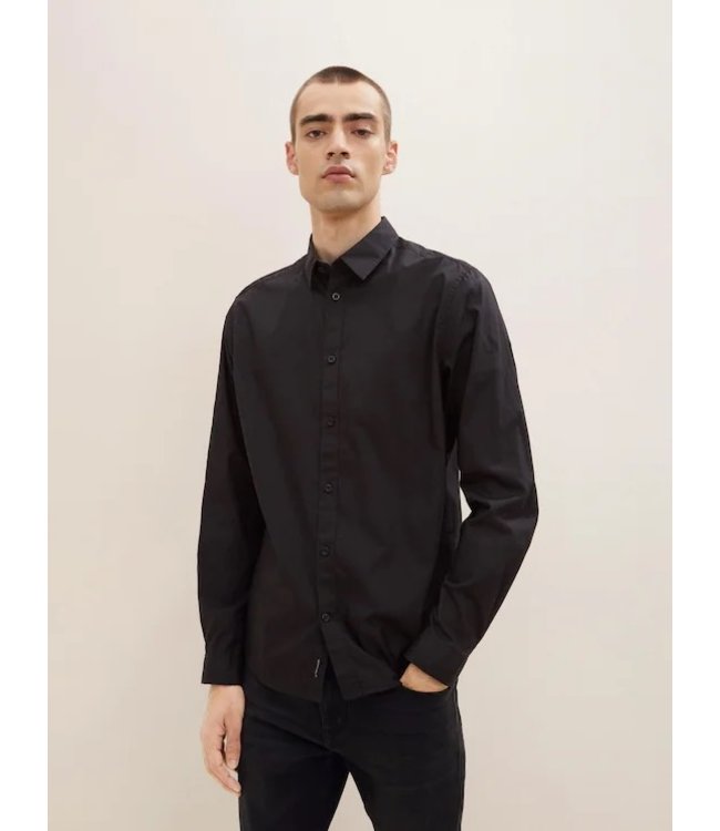 TOM TAILOR Long Sleeve Shirt with a Kent collar Black