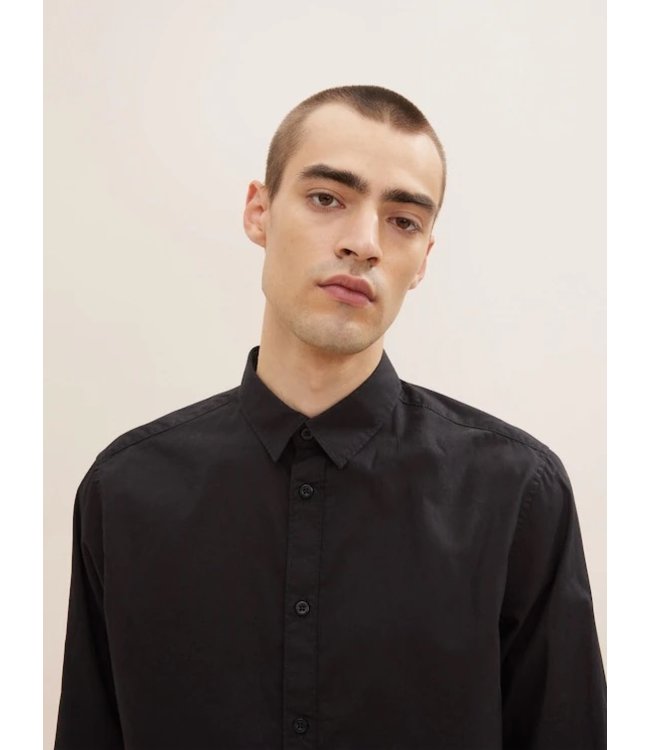 TOM TAILOR Long Sleeve Shirt with a Kent collar Black