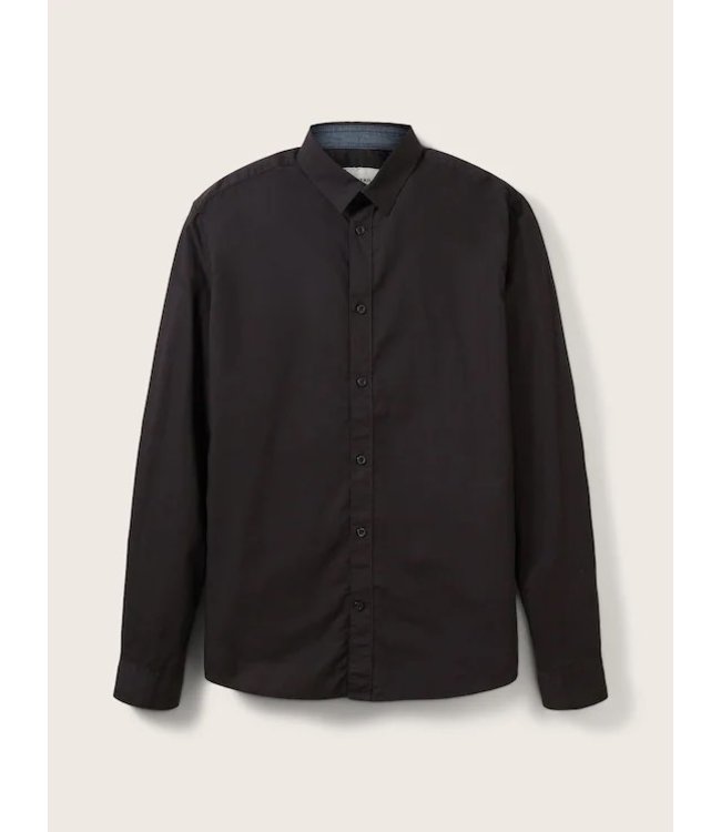 TOM TAILOR Long Sleeve Shirt with a Kent collar Black