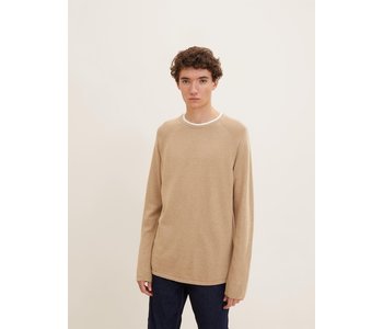 TOM TAILOR Long Sleeve  knitted Sweater Beige Melange