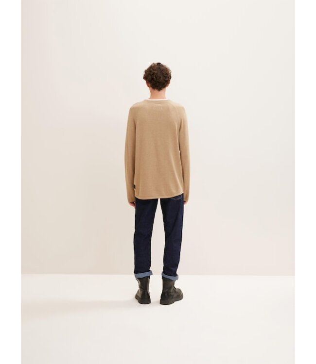 TOM TAILOR Long Sleeve  knitted Sweater Beige Melange