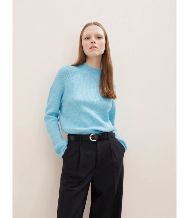 TOM TAILOR Knitted sweater with a stand-up collar