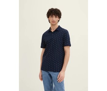 TOM TAILOR Polo Shirt with allover print Navy