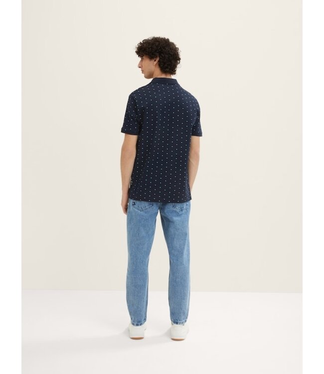 TOM TAILOR Polo Shirt with allover print Navy