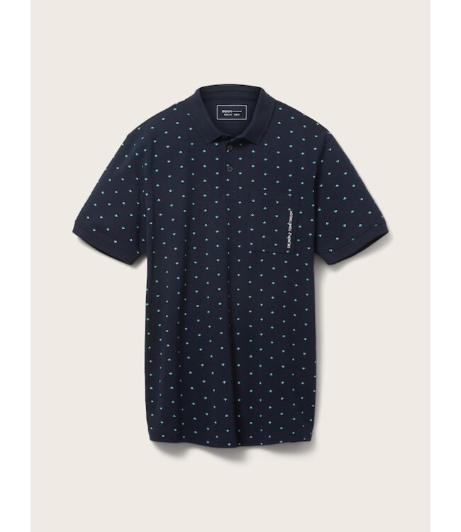 TOM TAILOR Polo Shirt with allover print Navy