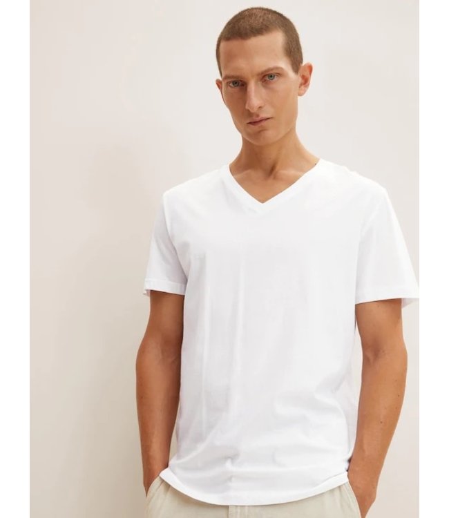 TOM TAILOR set of 2  V Neck T-shirt double pack white