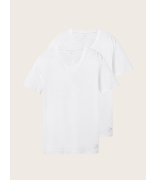 TOM TAILOR set of 2  V Neck T-shirt double pack white
