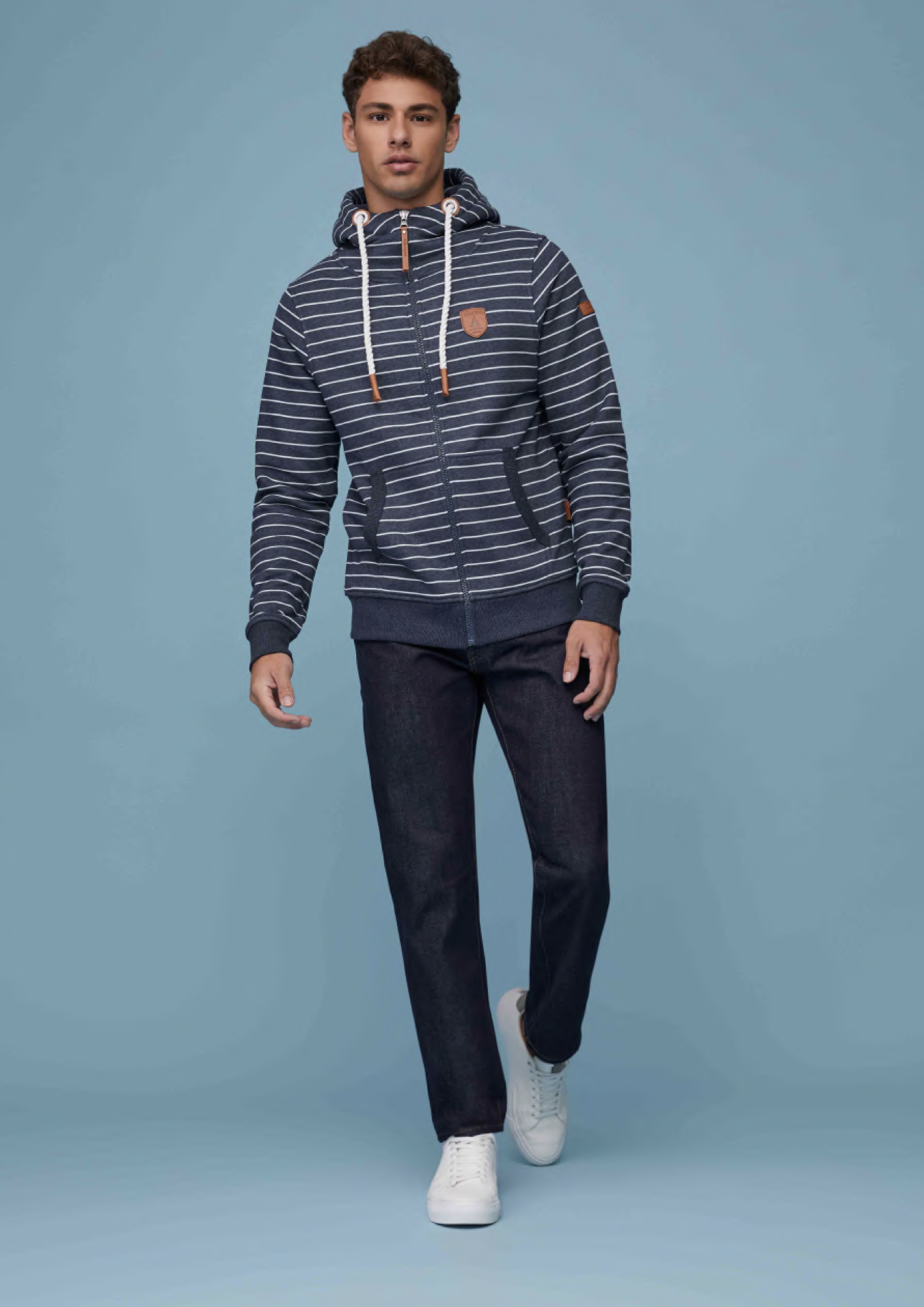 WANAKOME ZEUS ZIP UP HOODIE NAVY STRIPE - JEANS UNLIMITED - Parry