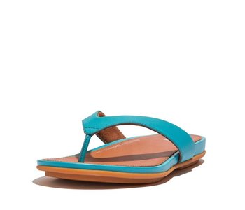 Fitflop Gracie Leather Flip-Flops In Tahiti Blue