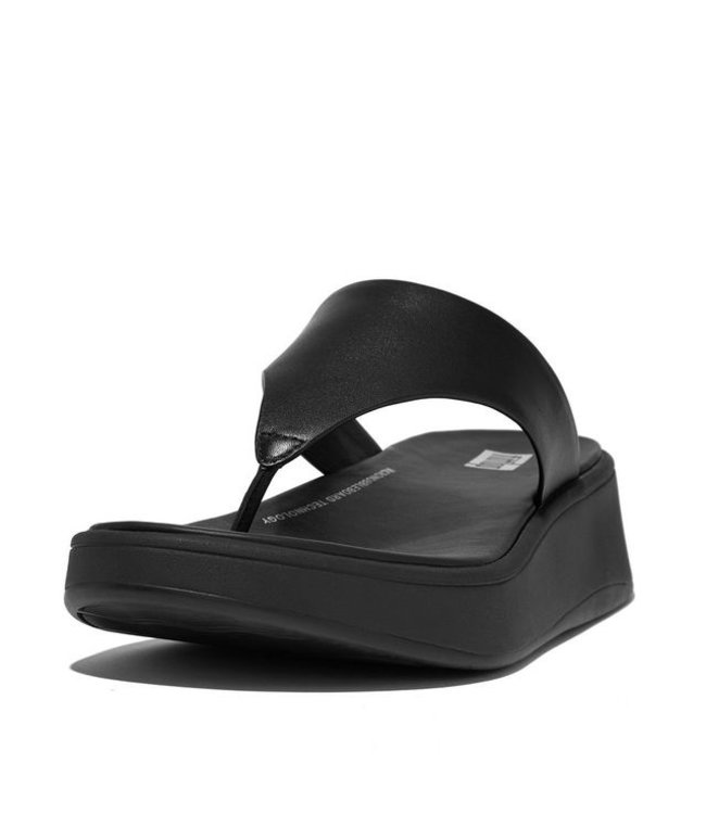 Fitflop F-MODE LEATHER FLATFORM TOE-POST SANDALS Black