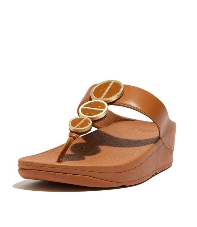 Fitflop HALO METALLIC-TRIM TOE-POST SANDALS Light Tan