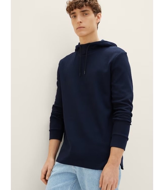 TOM TAILOR Structured Long Sleeve Hoodie Sky Captain Blue