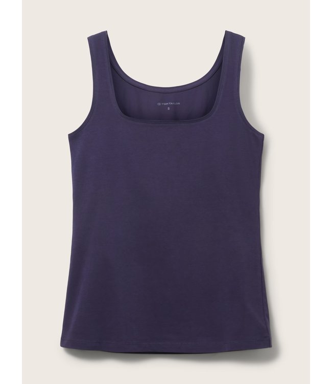 TOM TAILOR Tank Top Carre Neck Navy Blue