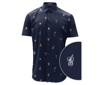 Point Zero short sleeves button up shirt with printed cocktail pattern