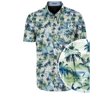 POINT ZERO short sleeves printed 4 way stretch button up shirt