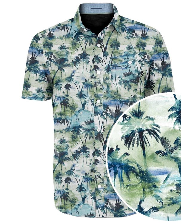 POINT ZERO short sleeves printed 4 way stretch button up shirt