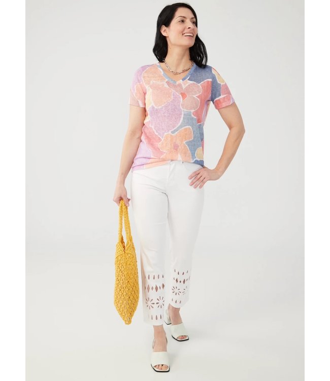 FDJ COLLAGE FLORAL SHORT SLEEVE TOP