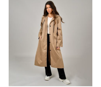RD Style SINGLE BREAST HOODED TRENCH COAT LATTE