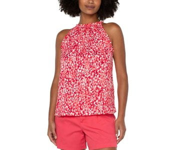 LIVERPOOL JEANS SLEEVELESS HALTER TOP WITH RUFFLES WATERMELON SUGAR