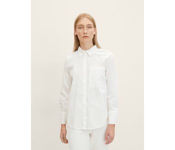 TOM TAILOR linen button up blouse Whisper White
