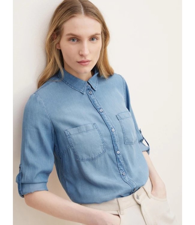 TOM TAILOR Blue Denim Tencel Blouse