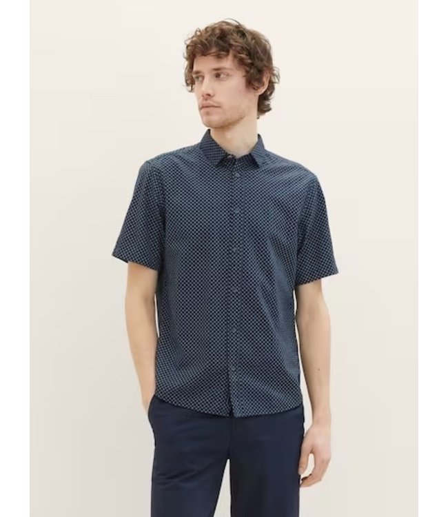 TOM TAILOR Printed Short Sleeve Button Up Shirt