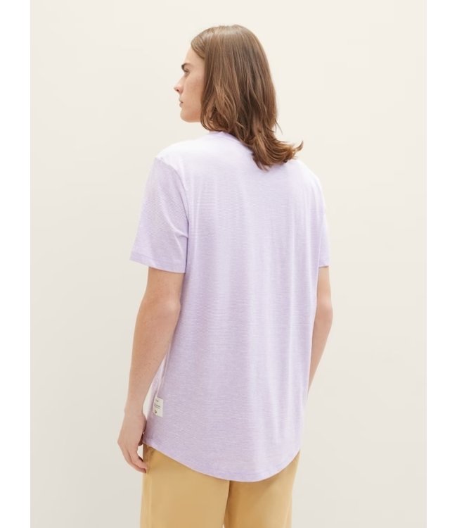 TOM TAILOR Striped long T-shirt lilac white fine stripe