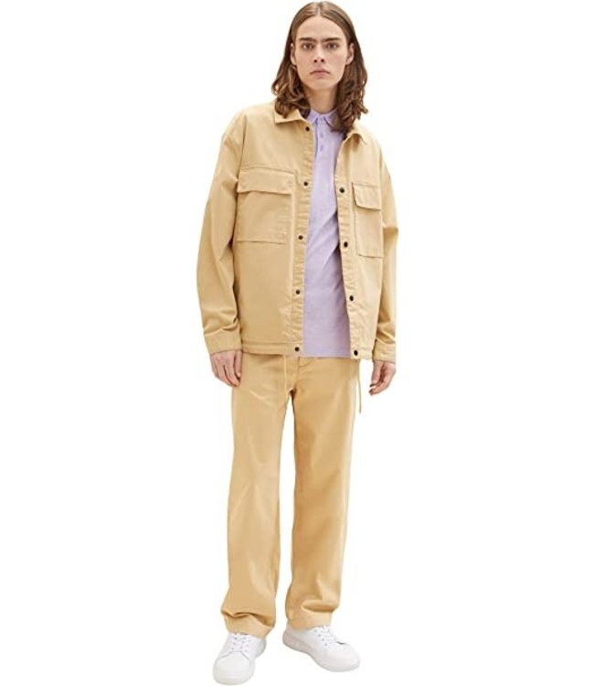 TOM TAILOR Short Sleeve Polo Shirt Lilac White Fine Yd