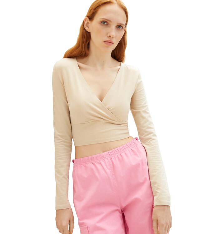 TOM TAILOR LONG SLEEVE WRAP TOP