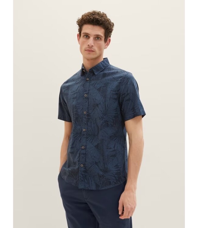 TOM TAILOR short-sleeved shirt with a palm tree print