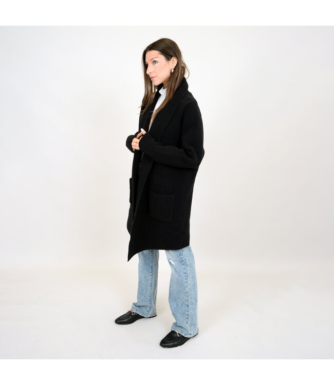 RD STYLE MICHELLE SHAWL COLLAR COATIGAN-BLACK