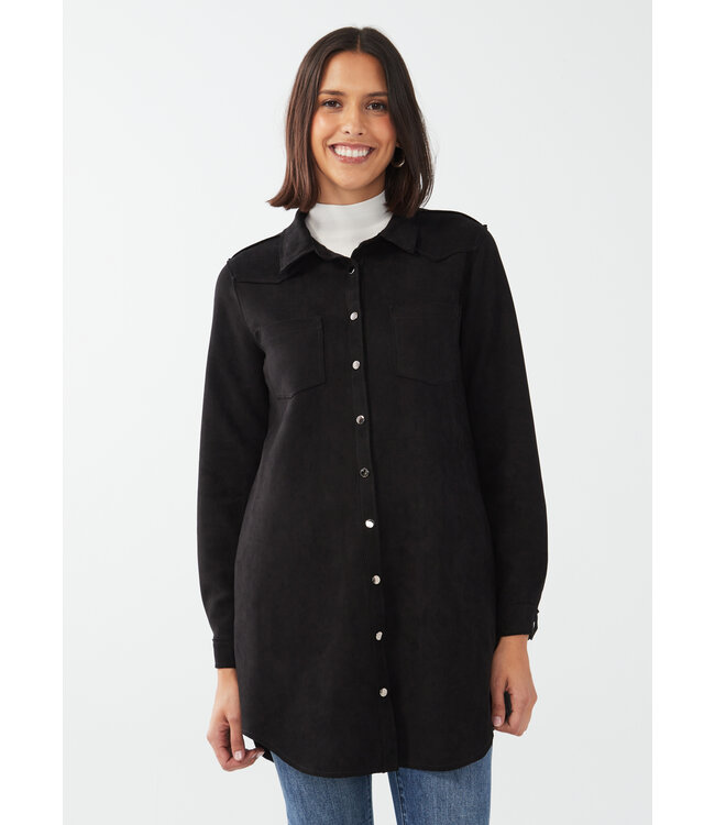 FDJ FAUX SUEDE SHACKET BLACK