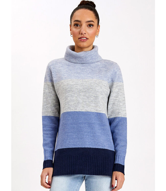 POINT ZERO Colour block turtleneck sweater